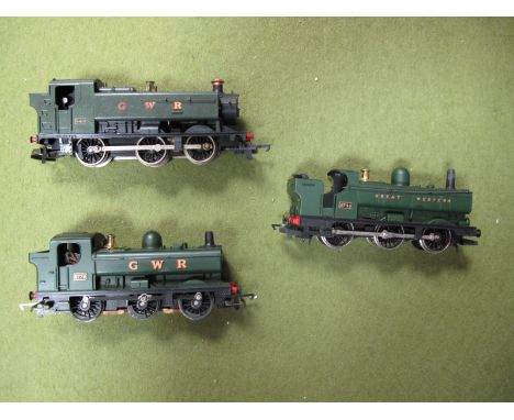 Three G.W.R 0-6-0 '00' Gauge Tank Locos including, Hornby class 57 8773 and Lima no 9400 playworn.