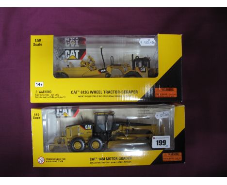 Two Boxed Norscot 1:50th Scale Diecast Plant Machinery Models, #55189 CAT 14m Motor Grader, #55235 CAT 613G Wheel Tractor - S