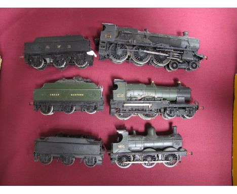 Three "00" Gauge 4mm Locomotives And Tenders, based upon a combination of parts and sometimes white metal kit built, all weat