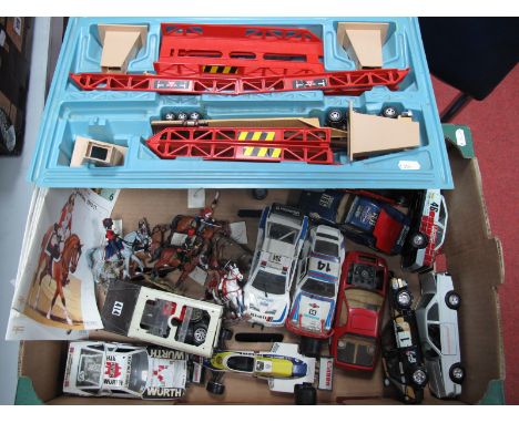 A Matchbox #K-44  Superkings Bridge Layer Set, (missing box outer), a quantity of playworn diecast and plastic vehicles appro