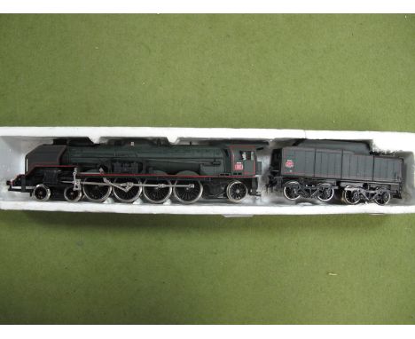 A Jouef "HO" Gauge 4-8-2 Outline French Locomotive And Eight Wheeled Powered Tender, SNCF green livery, R/no 241 missing oute