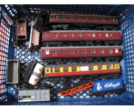 A Quantity of "00" Gauge Rolling Stock Coaches and Wagons, by  Lima, Hornby, including LMS first/third corridor coach, vans, 