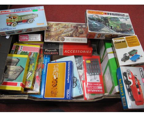 A Quantity of "00" / "HO" Gauge Trackside Accessories, unopened plastic bag kits of wagons, signal box, buildings, etc, plus 
