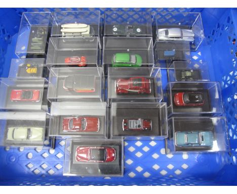 Eighteen Oxford Diecast 1:76th Scale Diecast Model Vehicles, including Mini Cooper, VW Camper Van 'Surfboards on Roof', all c