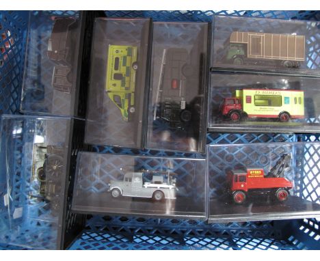 Eight Oxford Diecast 1:76th Scale Model Vehicles, including Mercedes Sprinter Welsh Ambulance, Bedford Mobile Shop 'D. Birds'