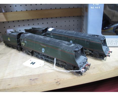 Two "00" Gauge 4mm 4-6-2 Battle of Britain Class Locomotives and Six Wheeled Tenders, based upon Hornby chassis 'Tranmere', R