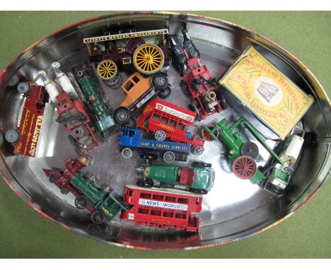 Thirteen Early Series Matchbox 'Models of Yesteryear', including tram, showmans engine, Jacob delivery van, all fair to good.