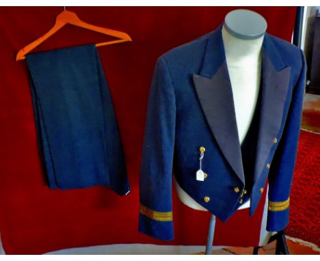  RAF Flight Lieutenant's Mess Dress Uniform, jacket, waistcoat and trousers.  QEC gilt buttons, gold Rank lace, silk lapels a