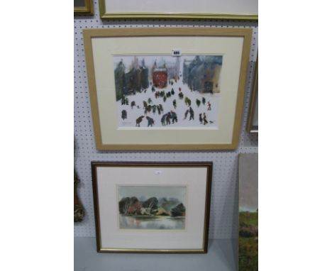 Sue Atkinson (b.1949) (ARR)Brelton Lake, watercolour, signed lower right, 20 x 28cm; another, The Red House, signed print, 26