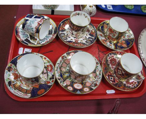 Six Royal Crown Derby Cups and Saucers from The Curator's Collection, date codes 1989 and 1990:- One Tray