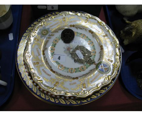 Four Spode Commemorative Plates - The King's Own Scottish Borderers No. 292/500; The Royal Artillery No. 669/2500; The Royal 