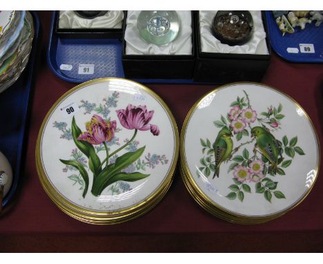 A Set of Six Spode Studies of Garden Birds Collector's Plates; together with a further set of six Spode Studies of Garden Flo