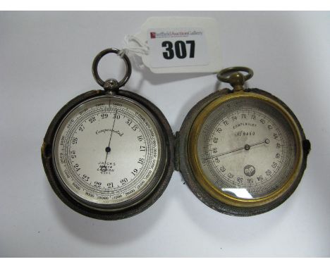 A Hallmarked Silver Cased J. Hicks Compensated Pocket Barometer, case back inscribed "Eton 1901 A.C. Macnabb Junior College S