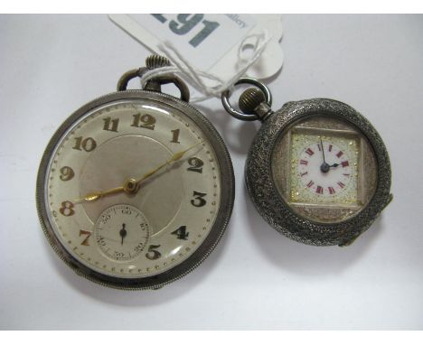 A Hallmarked Silver Cased Openface Pocketwatch, the dial with Arabic numerals and seconds subsidiary dial, within engine turn