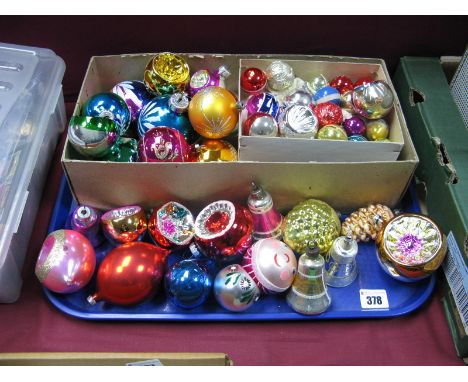 A Collection of Vintage Christmas Tree Baubles:- One Tray