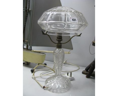 Glass Table Lamp Having Mushroom Shade. 