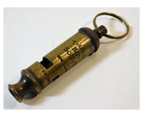 A 1909 ACME boy scouts whistle. Provenance: Submitted by Mrs. Lauraine Sadleir MBE &amp; the late Mr. Michael R. Sadleir