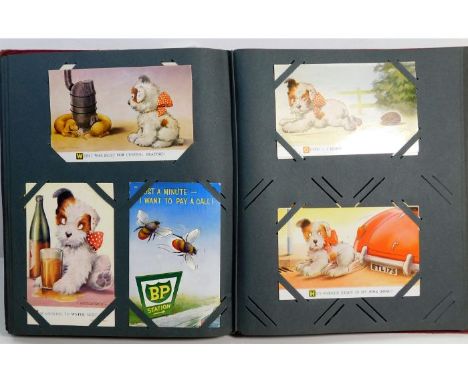 A vintage postcard album, mostly greetings &amp; comical cards, approx. 120 no. 