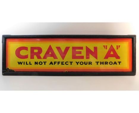 A large vintage mounted Craven "A" Will Not Affect The Throat enamel sign 50in x 15in including frame, approx. 47in x 12.75in