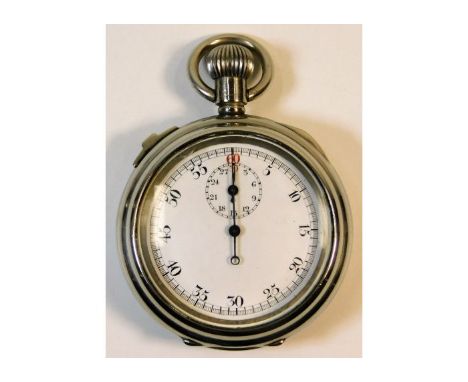 A British military issue S. Alexander &amp; Son 1915 steel WW1 stopwatch, runs when operated,