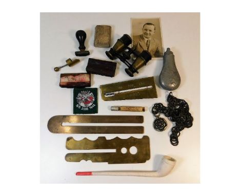 Two brass button polishers, stamps - Bodmin, Secret &amp; Southern Command along with other related &amp; sundry items. Prove