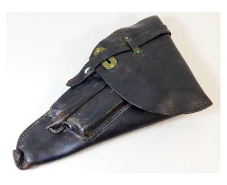 A WW2 leather holster for a Swedish Lahti service automatic. Provenance: Submitted by Mrs. Lauraine Sadleir MBE &amp; the lat