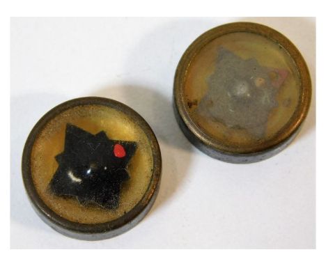 Two "button" compasses 9/16 inch. Provenance: Submitted by Mrs. Lauraine Sadleir MBE &amp; the late Mr. Michael R. Sadleir