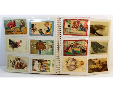 A vintage postcard album, mostly mixed greetings, approx. 140 no. 