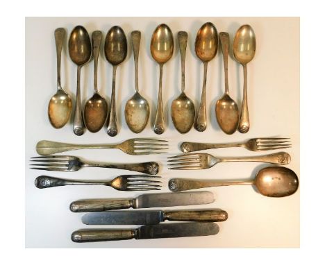 A quantity of Duke of Cornwall Light Infantry DCLI cutlery bearing embossed crest. Provenance: Submitted by Mrs. Lauraine Sad
