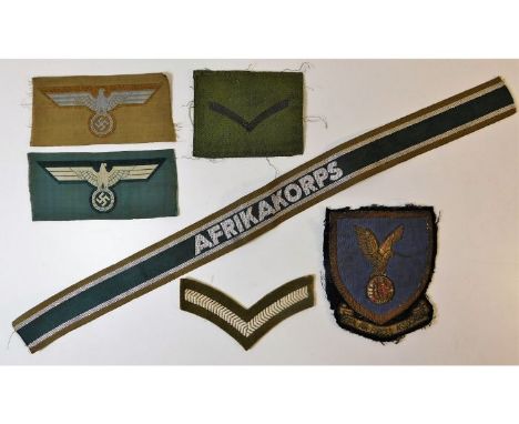Two WW2 Nazi Germany Third Reich sleeve badges &amp; other items. Provenance: Submitted by Mrs. Lauraine Sadleir MBE &amp; th