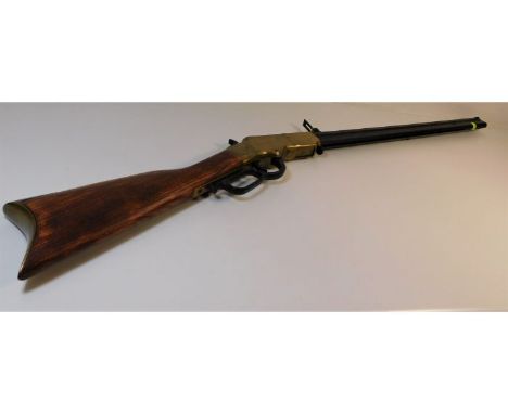 A Wild West Winchester rifle replica with steel &amp; brass fittings 43.5in long used by local re-enactment club. Provenance: