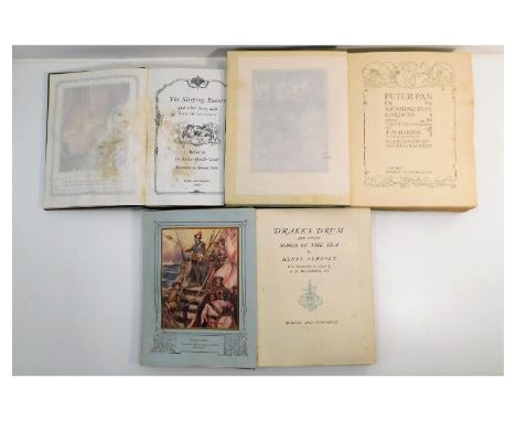 Book: Three vintage books - The Sleeping Beauty, Peter Pan &amp; Drakes Drum, all water damaged