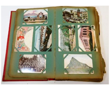 A vintage early 20thC. postcard album, approx. 312 mixed cards including to of Naples