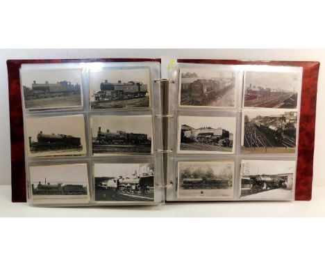 A vintage postcard album, mostly mixed including railway interest cards, approx. 150 no. 