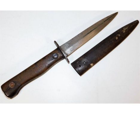 A WW2 Nazi Germany Third Reich boot knife &amp; scabbard. Provenance: Submitted by Mrs. Lauraine Sadleir MBE &amp; the late M