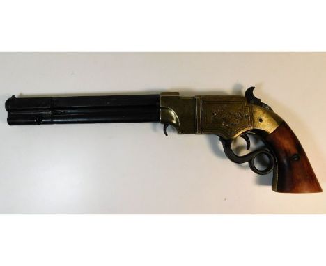 A replica 19thC. US Wild West Volcanic repeating pistol inscribed 1856 used by local re-enactment club. Provenance: Submitted