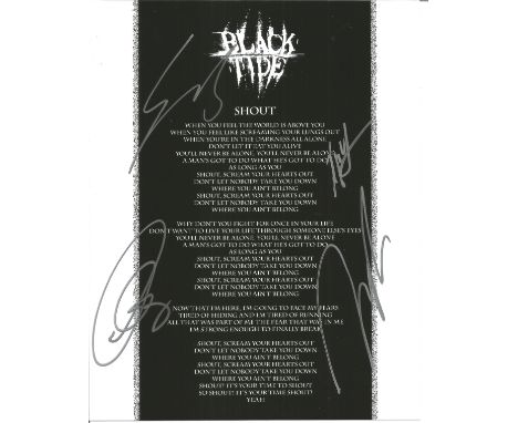 Black Tide multi signed 10"x8" photo. Fantastic "Light From Above - Shout" song lyrics multi signed 10"x8" promo photo, signe