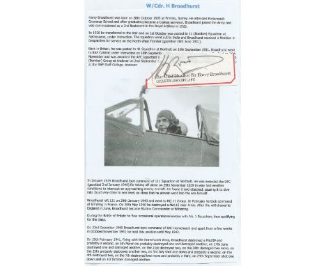 Signature of one of the great fighting RAF WW2 commanders. Wing Commander Later Air Chief Marshal Sir Harry Broadhurst GCB KC