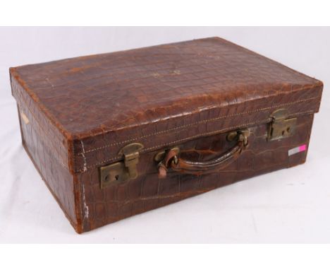 Vintage pressed leather suitcase 51cm x 35cm