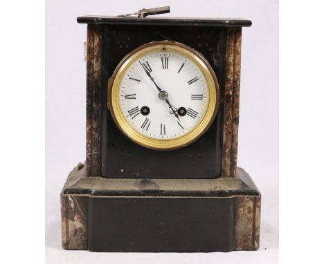 Victorian slate and marble mantle clock, 23.5cm