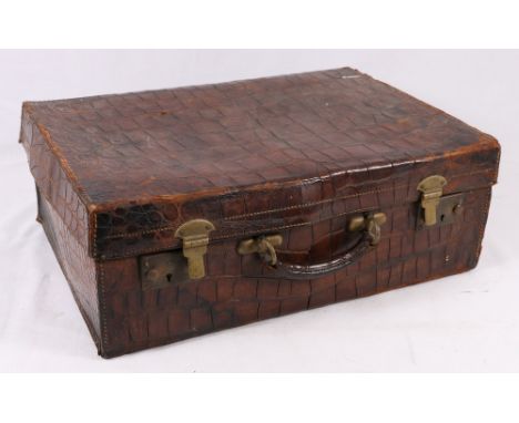 Vintage pressed leather suitcase, 50cm x 35cm