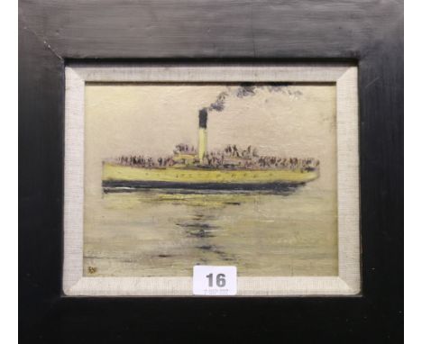 GEOFFREY ROPER Steamer Signed with initials, oil on panel, 14cm x 18cm Provenance Open Eye Gallery   CONDITION REPORT:  Some 