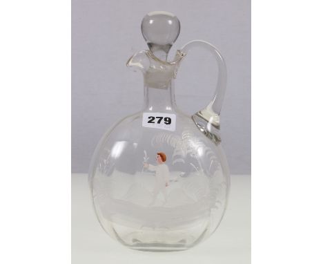Mary Gregory style blown glass decanter. 23cm high