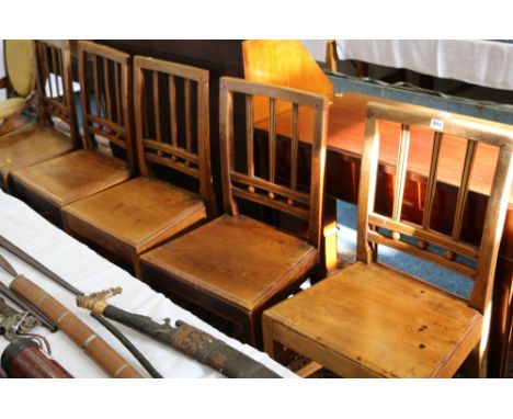 Set of five 19th century oak / elm stick back chairs (5)