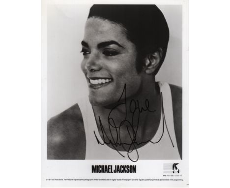 JACKSON MICHAEL: (1958-2009) American Pop Singer. Signed 8 x 10 photograph of Jackson in a smiling head and shoulders pose. S