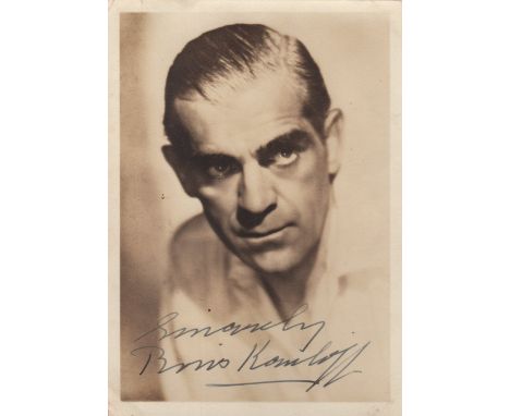  KARLOFF BORIS (1887-1969) English Actor, famous for his portrayal of Frankenstein's monster in Frankenstein (1931). A good v