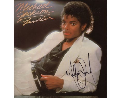  JACKSON MICHAEL: (1958-2009) American Pop Singer. Signed record sleeve for the album Thriller (1982) by Jackson, signed by t
