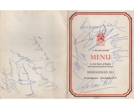 SPORTING GREATS: A good printed 8vo menu for a Night of Nights featuring Muhammad Ali as the special guest of honour, organis