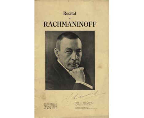 RACHMANINOFF SERGEI: (1873-1943) Russian Composer and Pianist. A printed 8vo Analytical Programme for a Recital by Rachmanino
