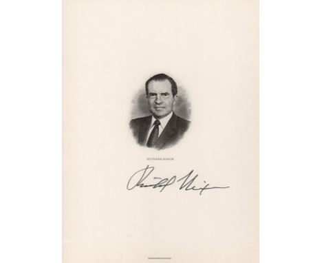 NIXON RICHARD: (1913-1994) American President 1969-74. Signed 6 x 8 printed engraving of Nixon in a head and shoulders pose, 